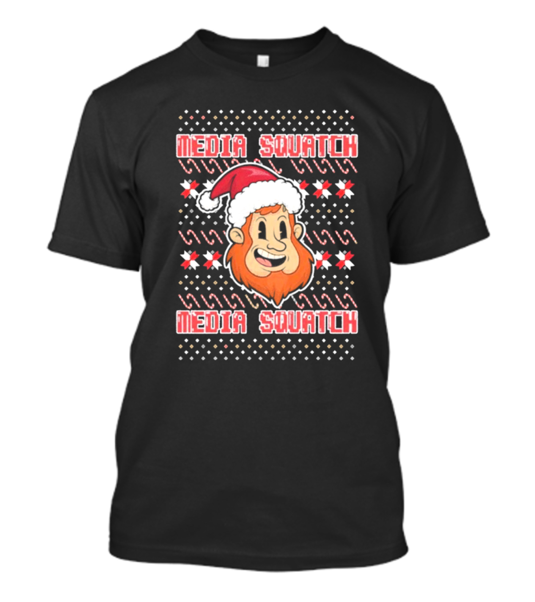 Media Squatch Santa Hat Christmas Time Ugly Sweater T-Shirt