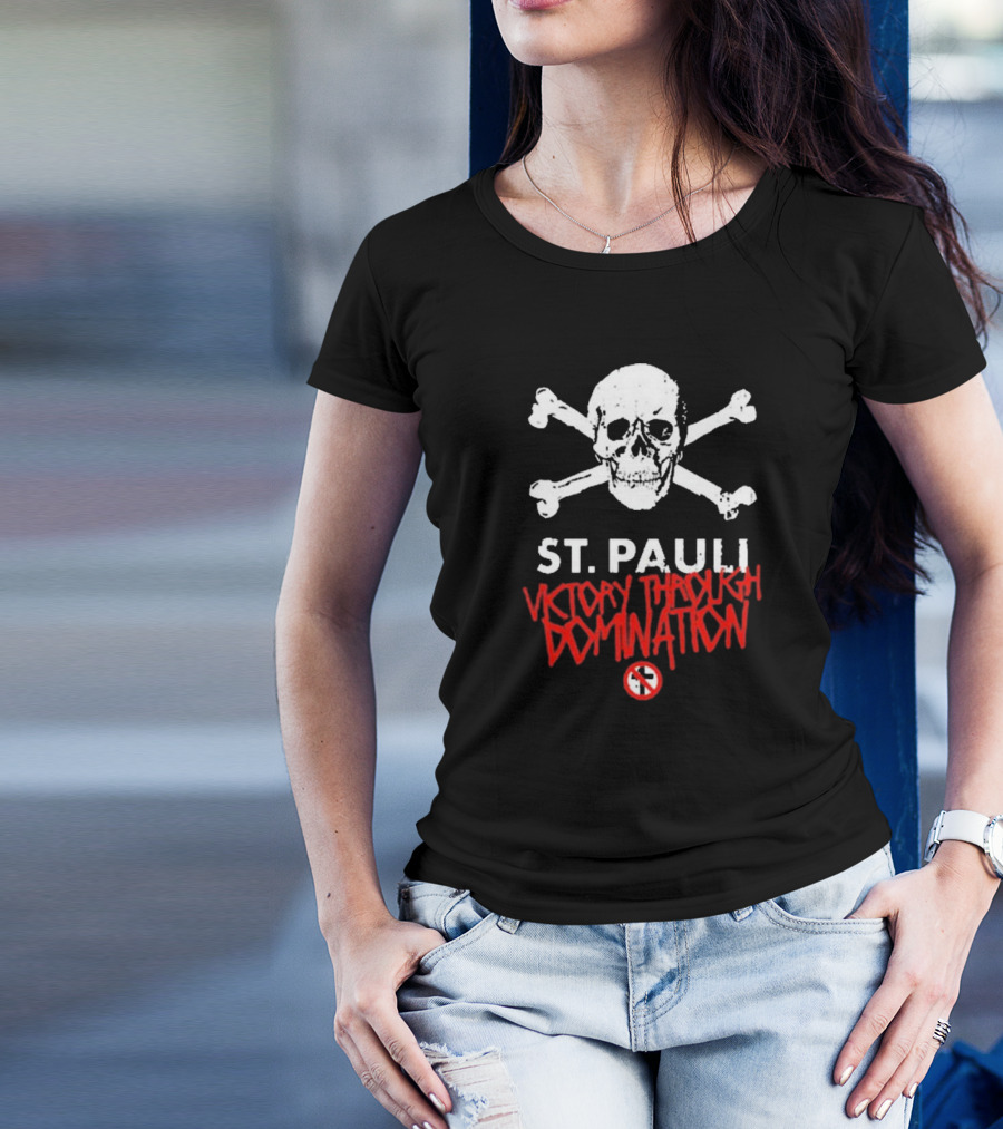 St. Pauli Victory Through Domination Skull And Crossbones Bad Religion T-Shirt
