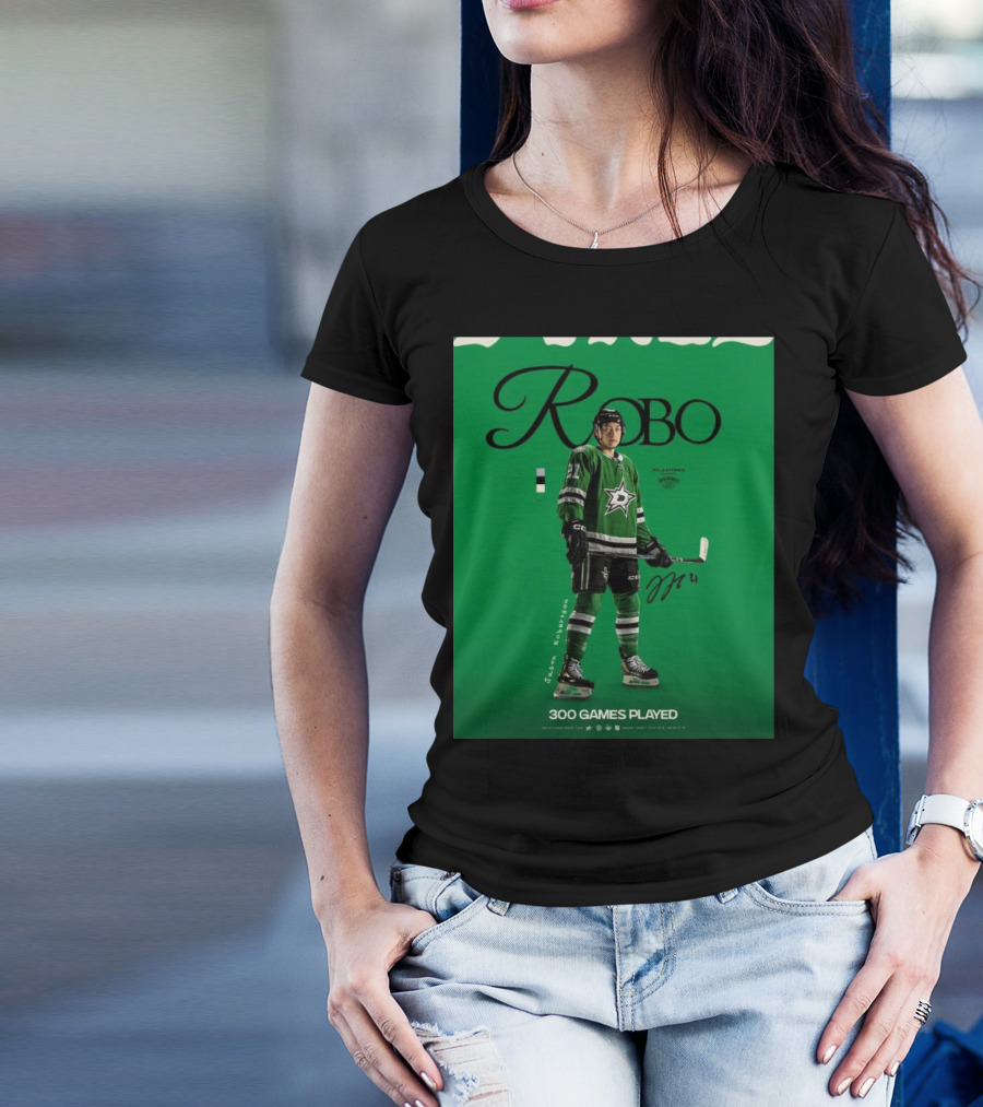 Dallas Stars Robo Jason Robertson 300 Games Played NHL T-Shirt