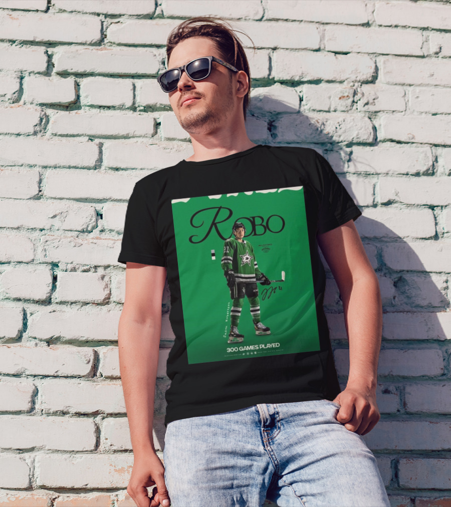 Dallas Stars Robo Jason Robertson 300 Games Played NHL T-Shirt