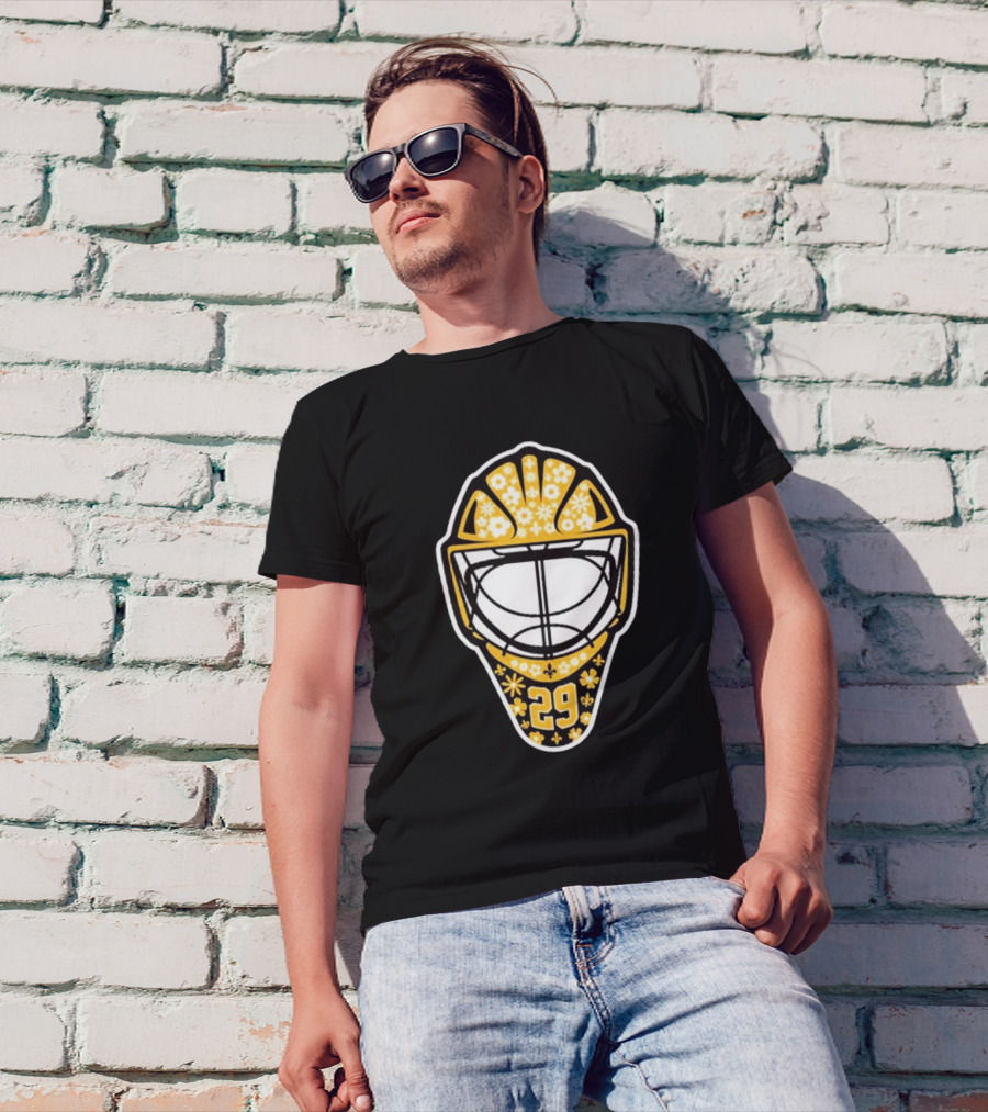 Pens Gear Marc-André Fleury Number 29 Flower Mask Pittsburgh Penguins Hockey T-Shirt