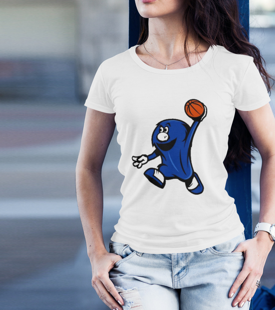 Brian Hicks Xavier Musketeers Basketball Blue Blob NCAA Mascot Dunking T-Shirt