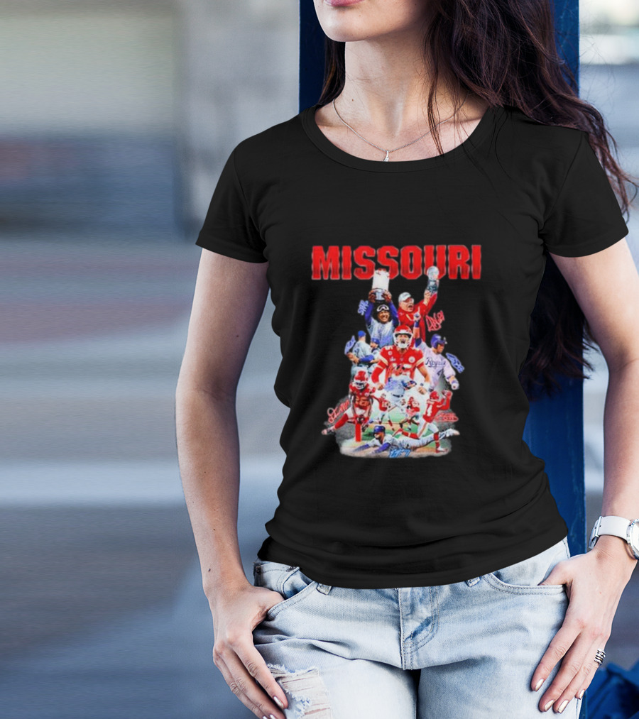 Missouri Chiefs Royals Cardinals Players Signatures T-Shirt
