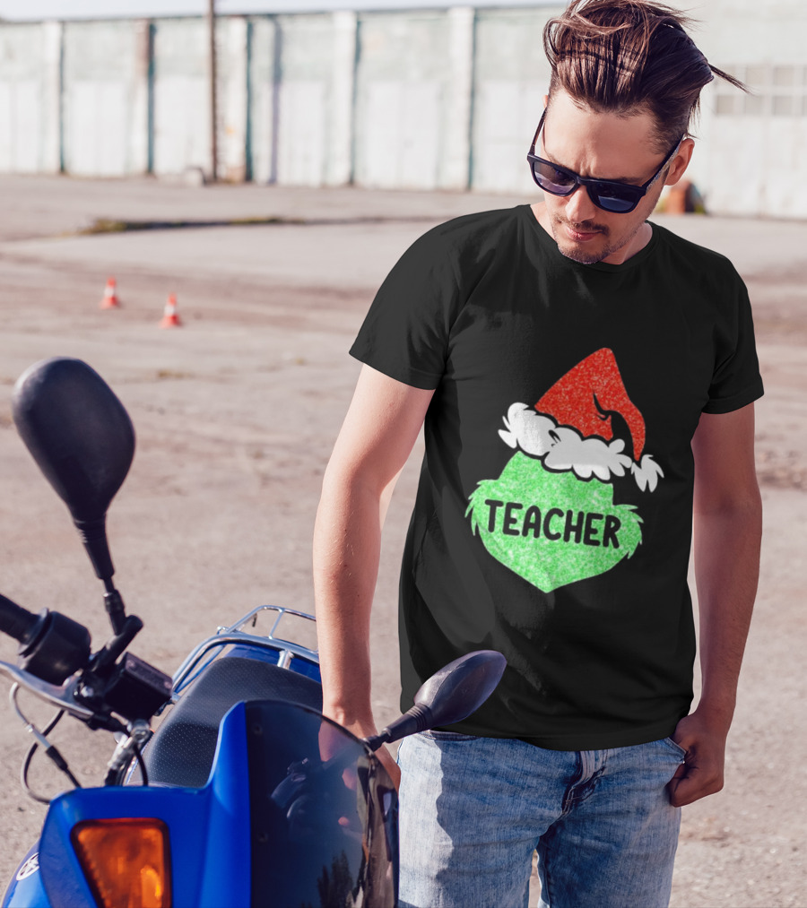 Santa Grinch Hat Teacher Christmas Holiday T-Shirt