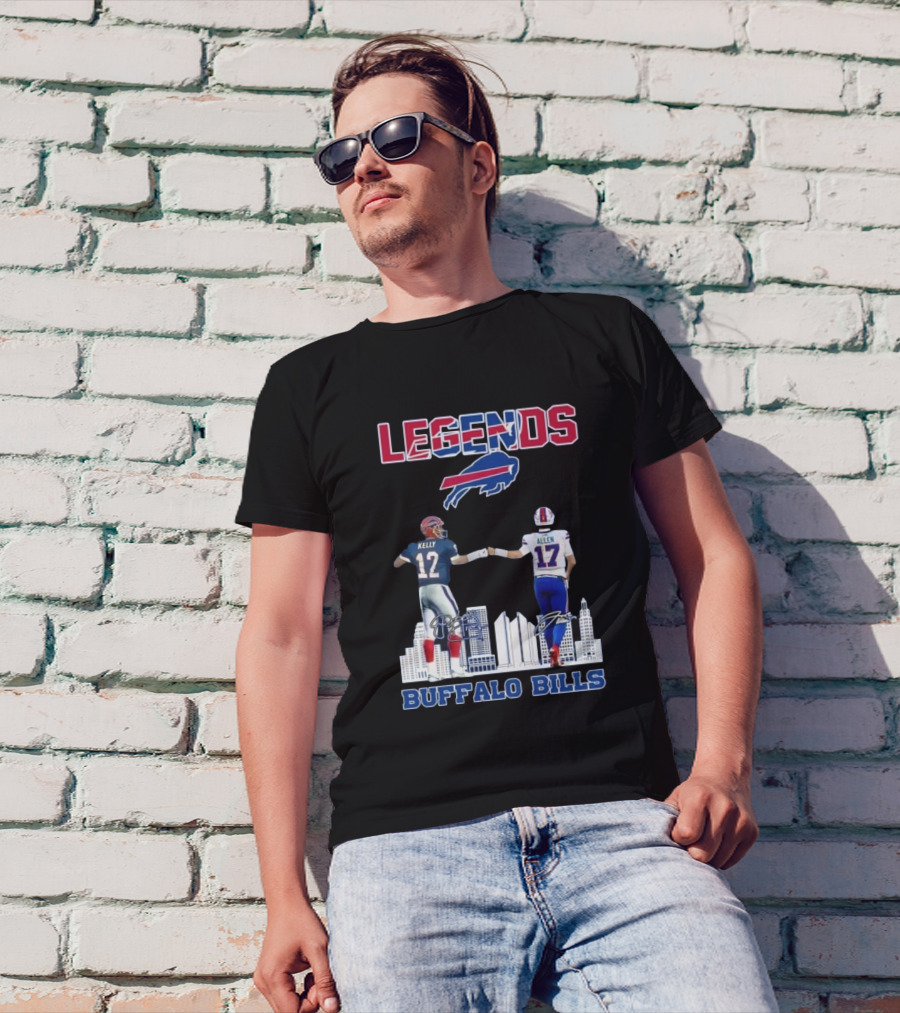 Legends Buffalo Bills Kelly Allen Signatures City Skyline T-Shirt