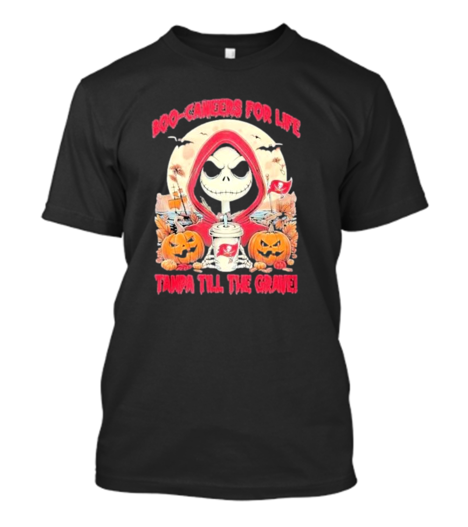 Boo-Caneers For Life Tampa Till The Grave Halloween Theme Tampa Bay Buccaneers T-Shirt