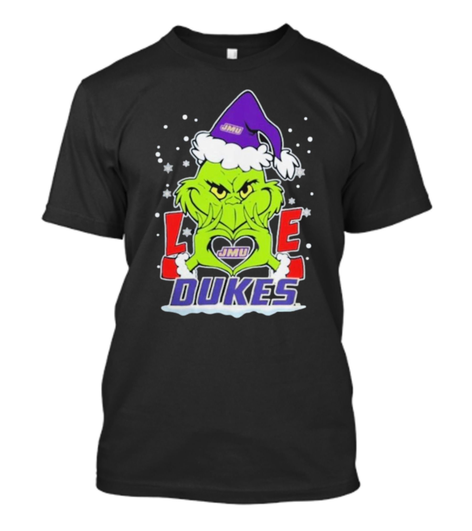 The Grinch JMU Love Dukes Christmas 2024 Football T-Shirt