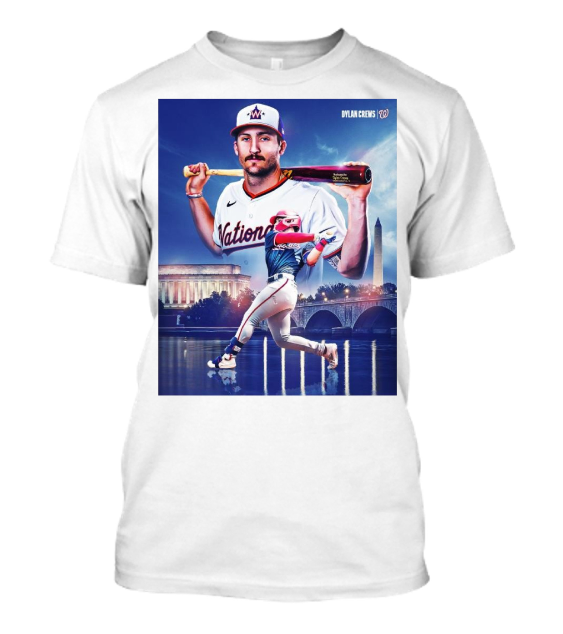 Dylan Crews Nationals Home Run Debut With Washington Monument And Lincoln Memorial Background T-Shirt