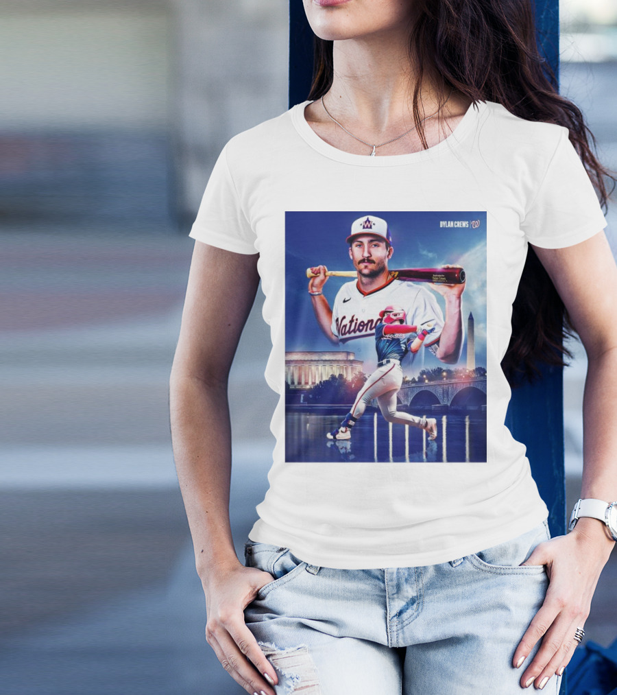 Dylan Crews Nationals Home Run Debut With Washington Monument And Lincoln Memorial Background T-Shirt
