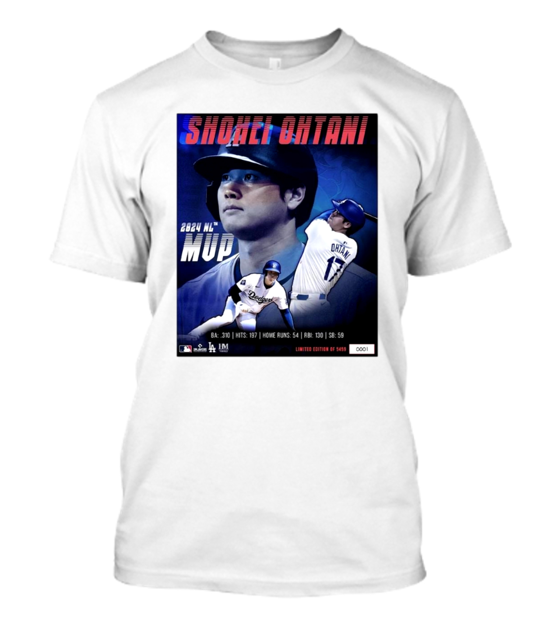 Shohei Ohtani 2024 NL MVP LA Dodgers Ba 310 Hits 197 Home Runs 54 Rbi 130 Sb 59 T-Shirt