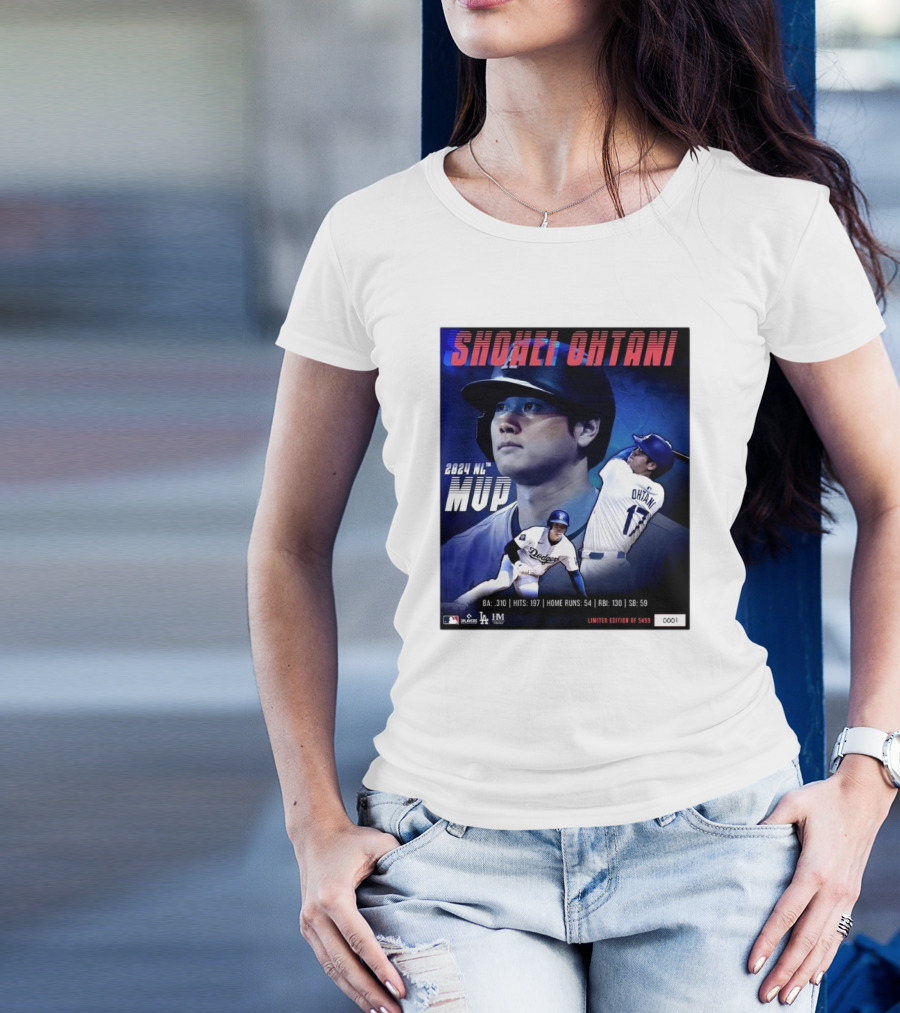 Shohei Ohtani 2024 NL MVP LA Dodgers Ba 310 Hits 197 Home Runs 54 Rbi 130 Sb 59 T-Shirt