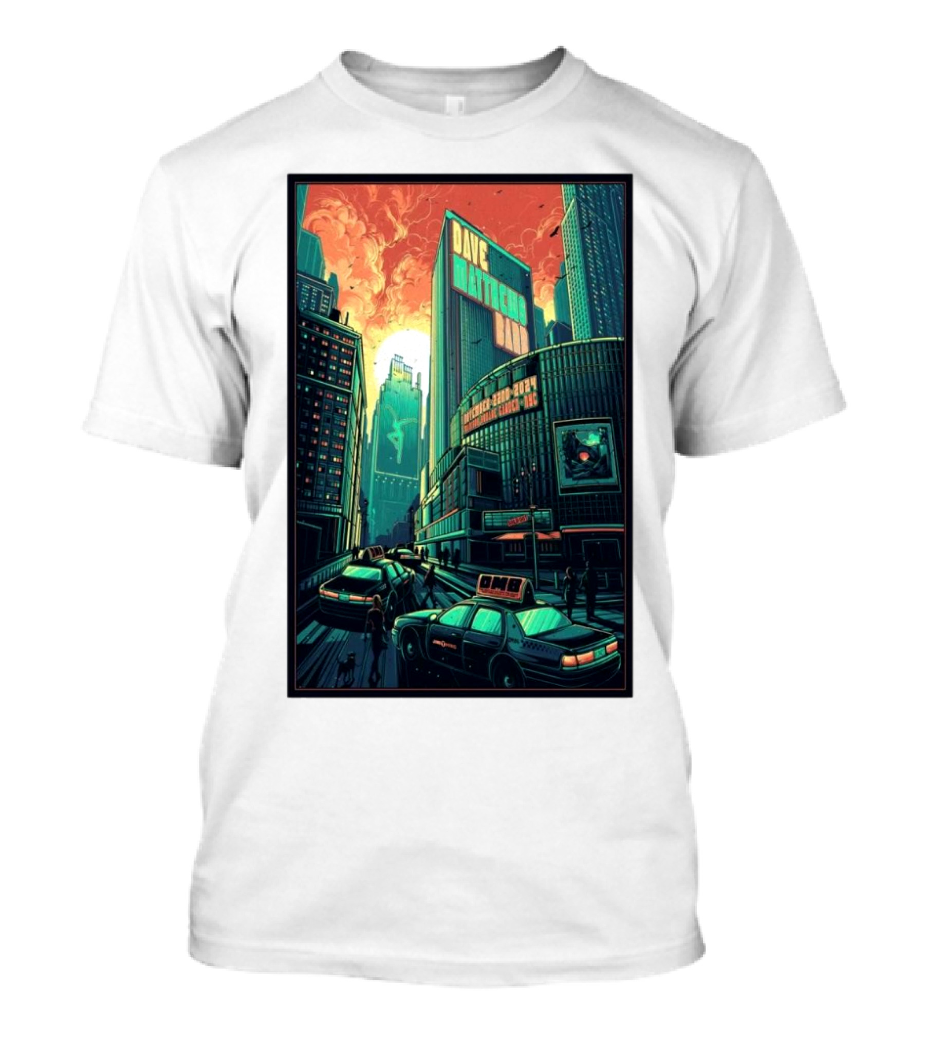 Dave Matthews Band Manhattan Streetscape At Madison Square Garden Concert November 22 2024 New York City Skyline T-Shirt