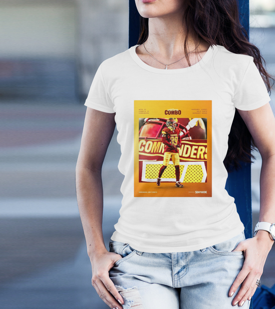 Week 12 Cowboys Vs Commanders NFL Uniform Combo Burgundy Jersey Gold Pants Burgundy Socks T-Shirt