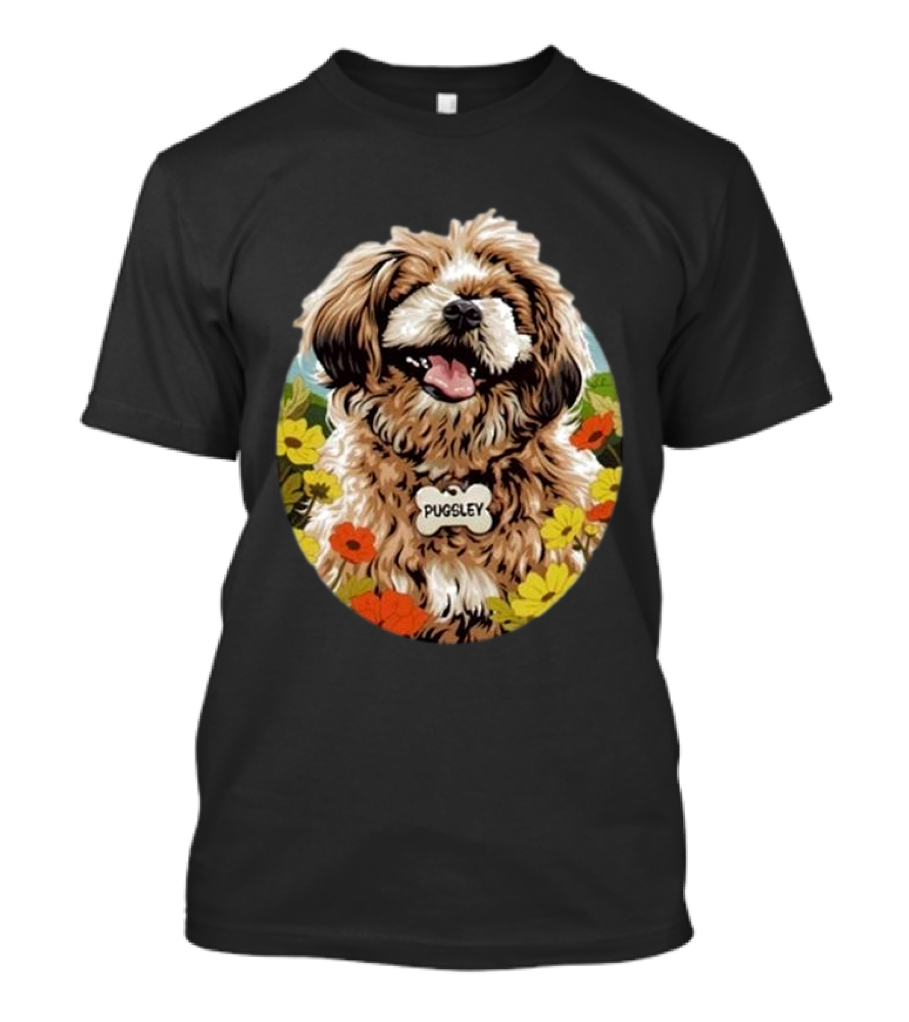 Pugsley Dog Floral Nordacious T-Shirt