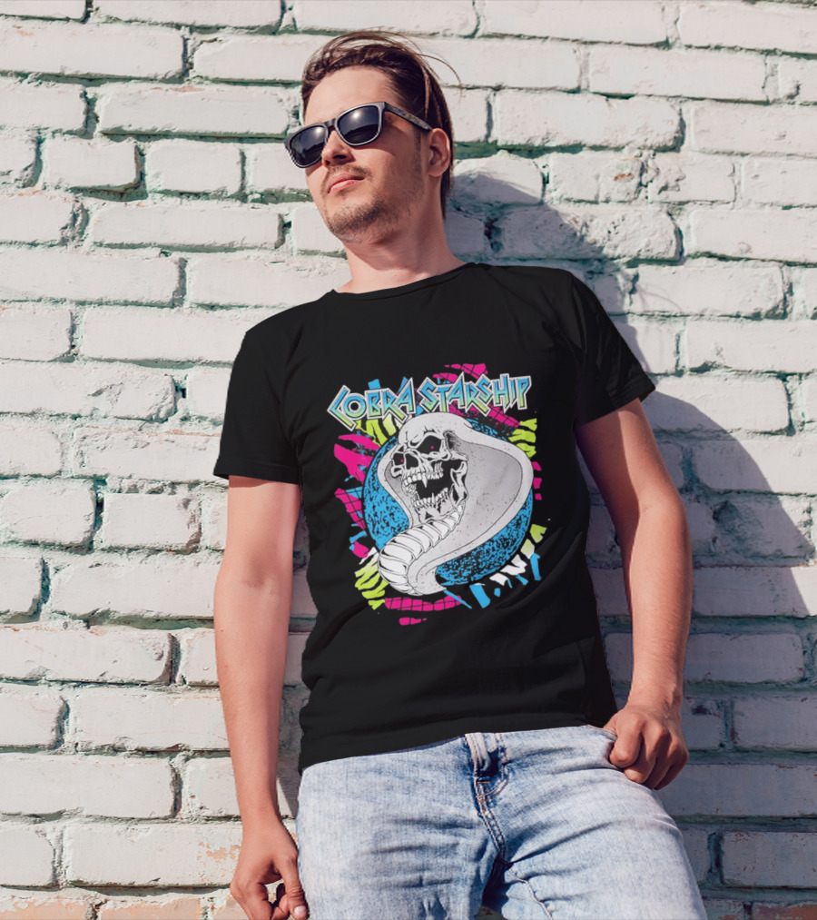 Cobra Starship Skull Cobra Neon Colors T-Shirt