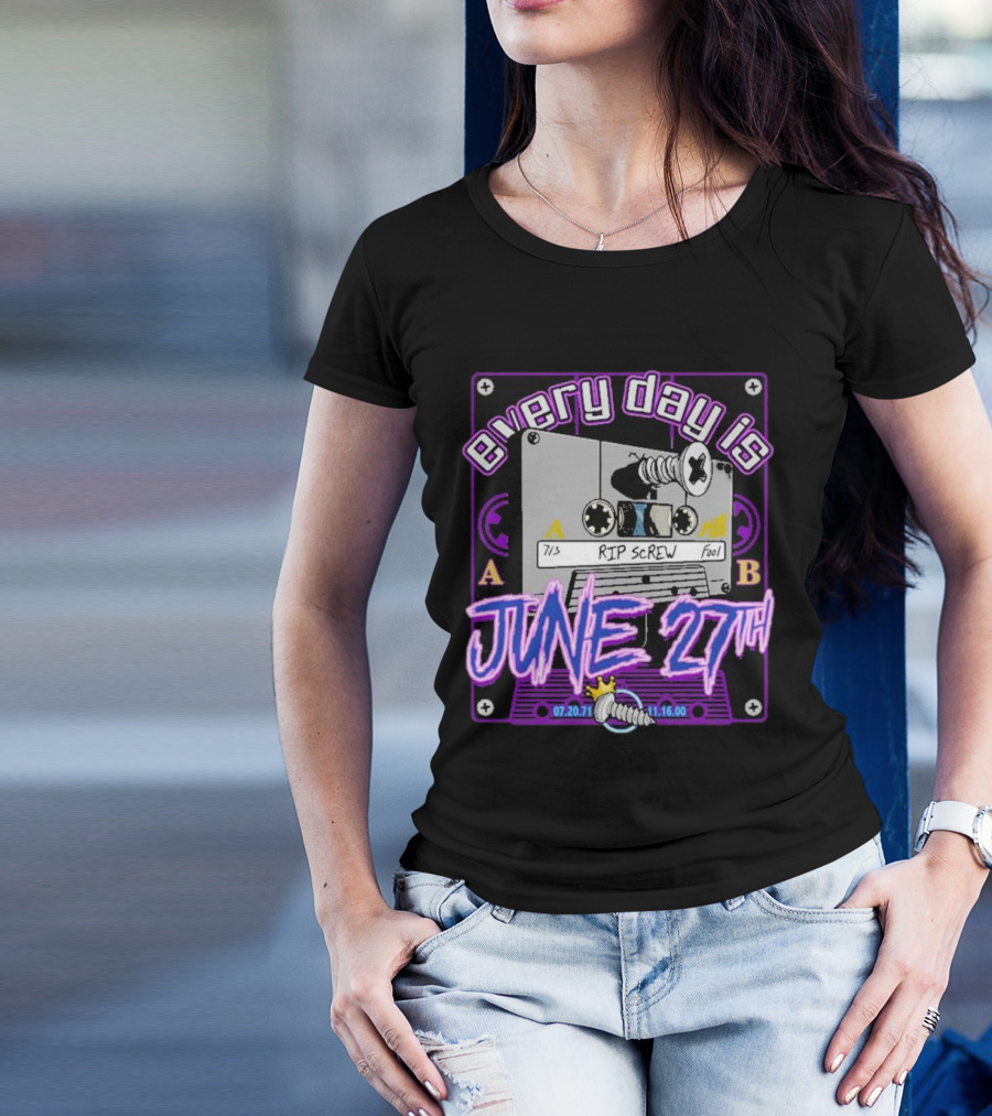 Every Day Is June 27th RIP Screw 07.20.71 11.16.00 Cassette Tape T-Shirt