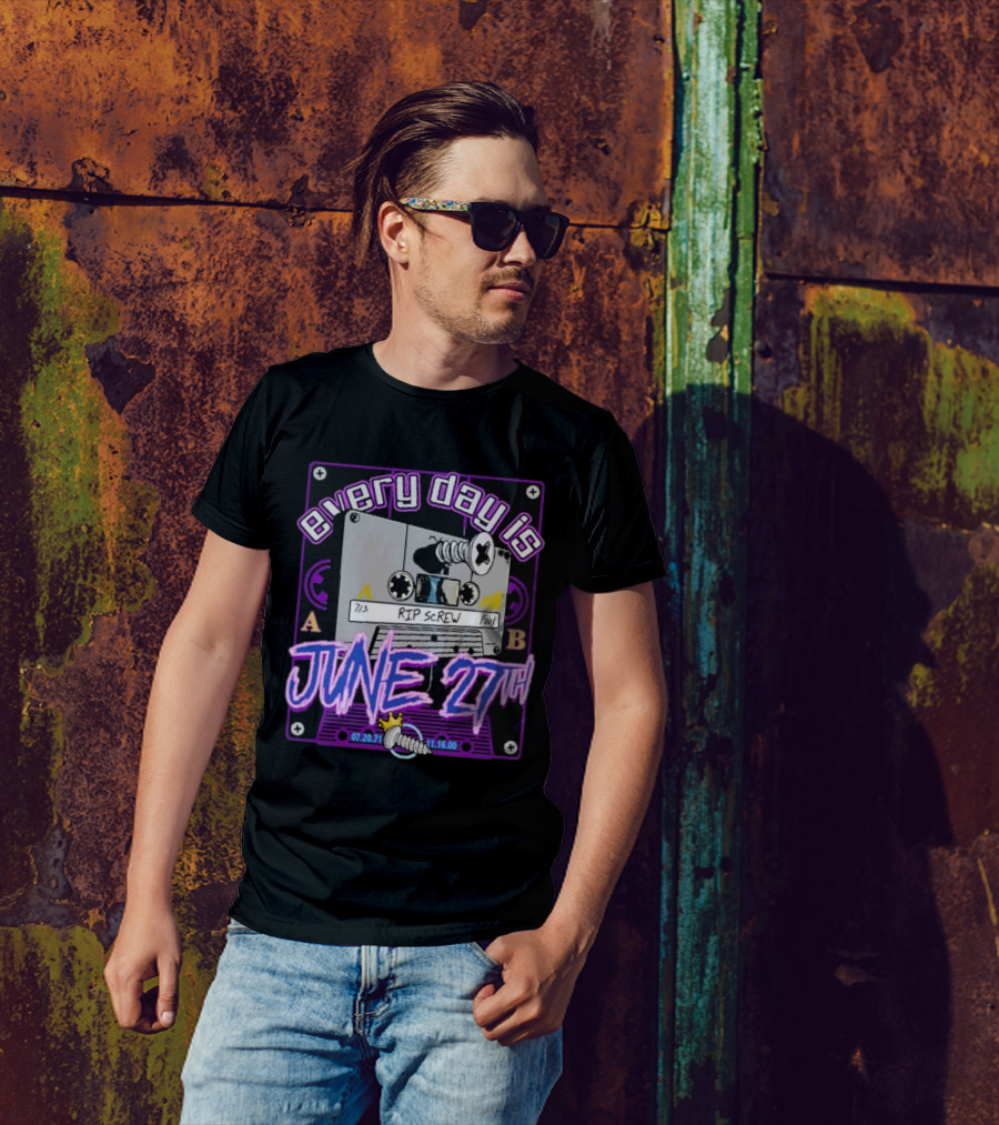 Every Day Is June 27th RIP Screw 07.20.71 11.16.00 Cassette Tape T-Shirt