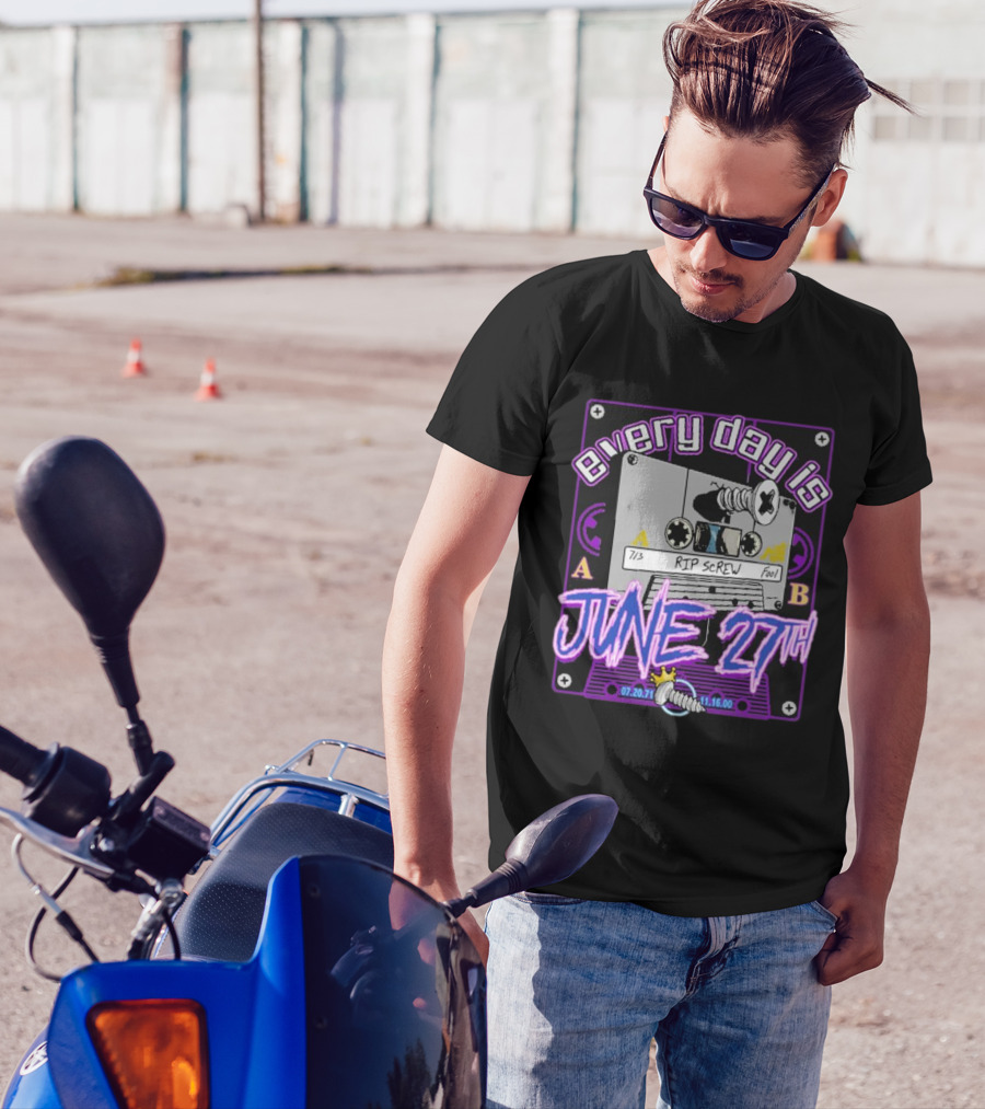 Every Day Is June 27th RIP Screw 07.20.71 11.16.00 Cassette Tape T-Shirt