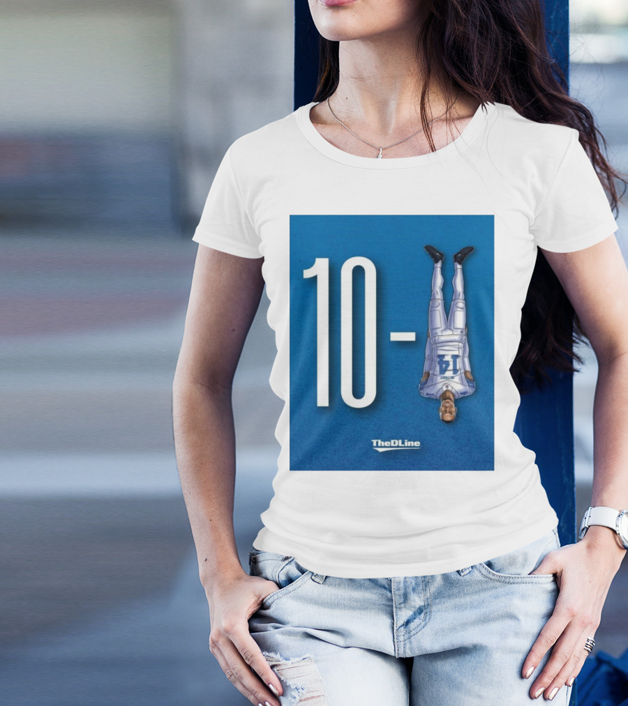 Detroit Lions 10 TheDLine Blue Upside Down Player T-Shirt