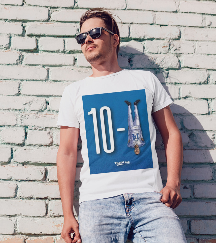 Detroit Lions 10 TheDLine Blue Upside Down Player T-Shirt