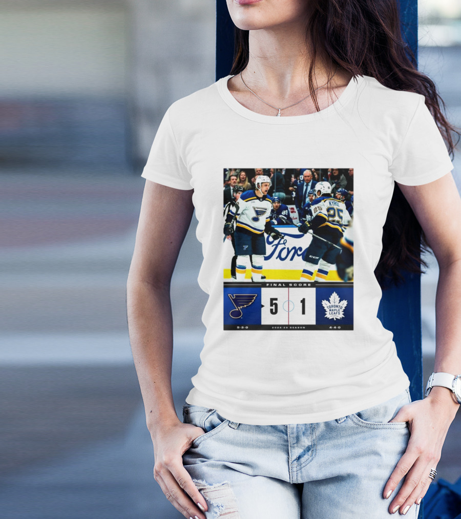 Final Score St Louis 5-1 Toronto Maple Leafs NHL 2024-25 Season T-Shirt