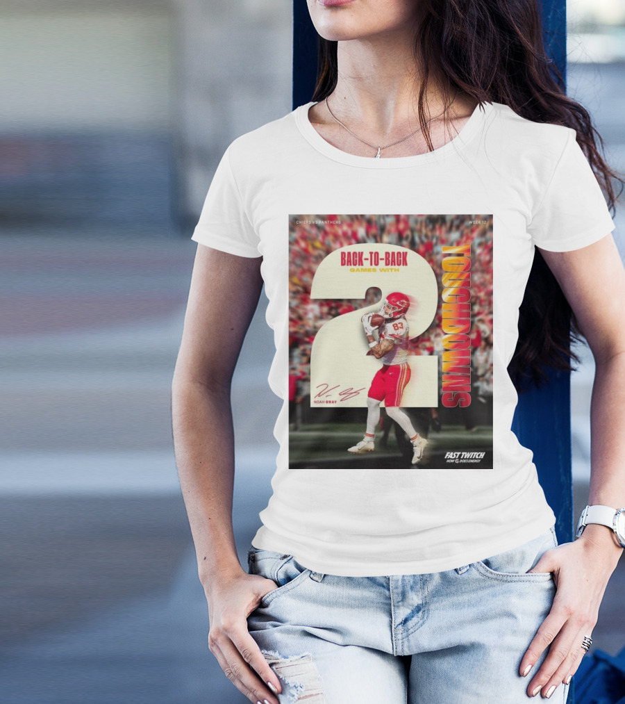 Chiefs Vs Panthers Week 12 Back-to-Back Games With Noah Gray 2 Touchdowns Signature T-Shirt