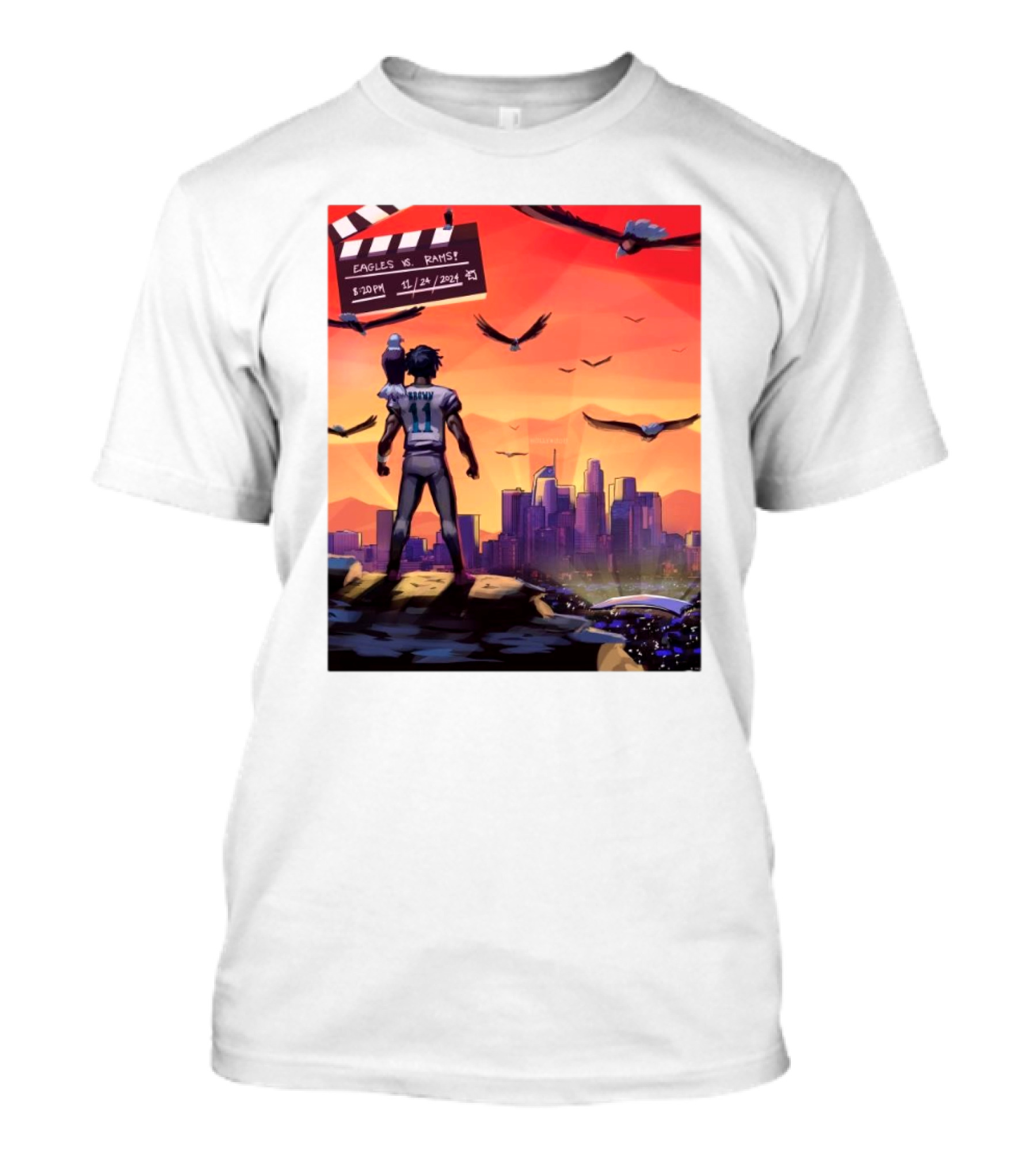 NFL Philadelphia Eagles Vs Los Angeles Rams 11 24 2024 Cinema Eagles Vs Rams Time 7:30PM T-Shirt