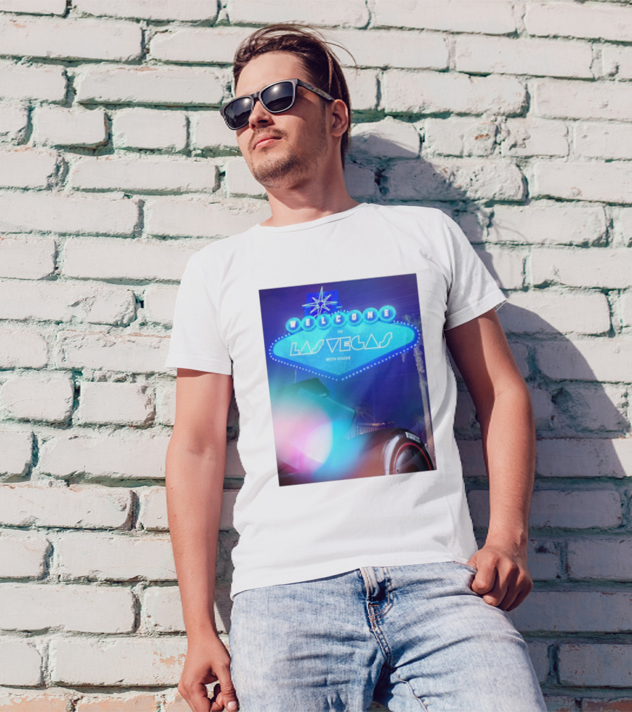 Welcome To Las Vegas With Vcarb GP Neon Lights F1 Racing Pirelli Tire T-Shirt