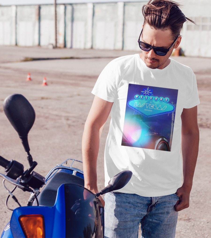 Welcome To Las Vegas With Vcarb GP Neon Lights F1 Racing Pirelli Tire T-Shirt