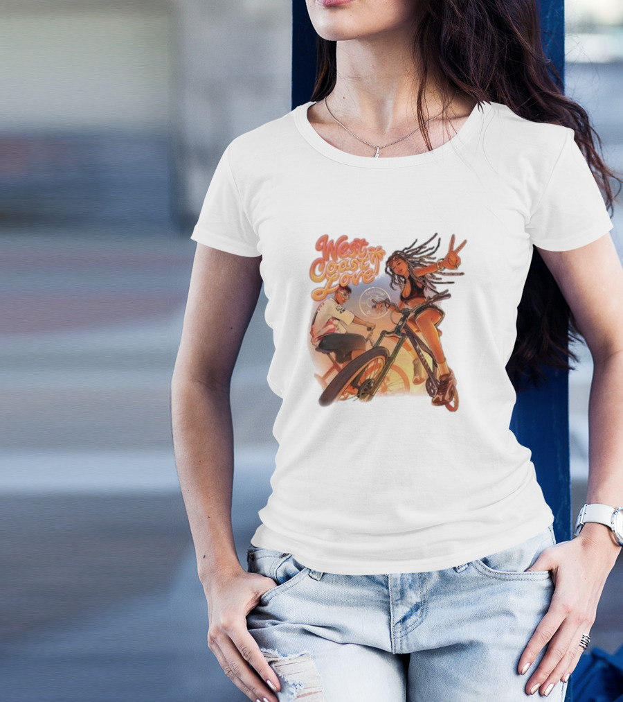 West Coast Love Exclusive 5 Year Anniversary Bike Ride Vibes Peace Gesture T-Shirt