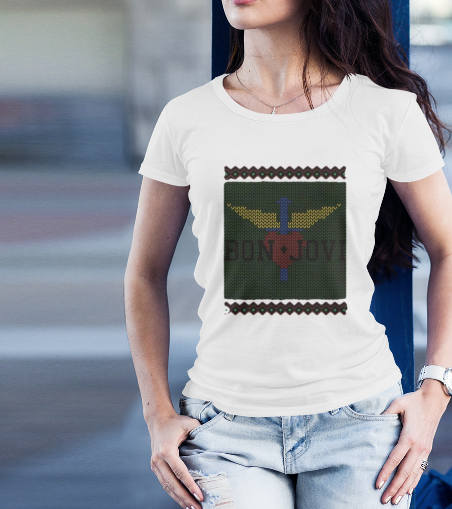 Bon Jovi Heart And Dagger Christmas Holiday Ugly T-Shirt