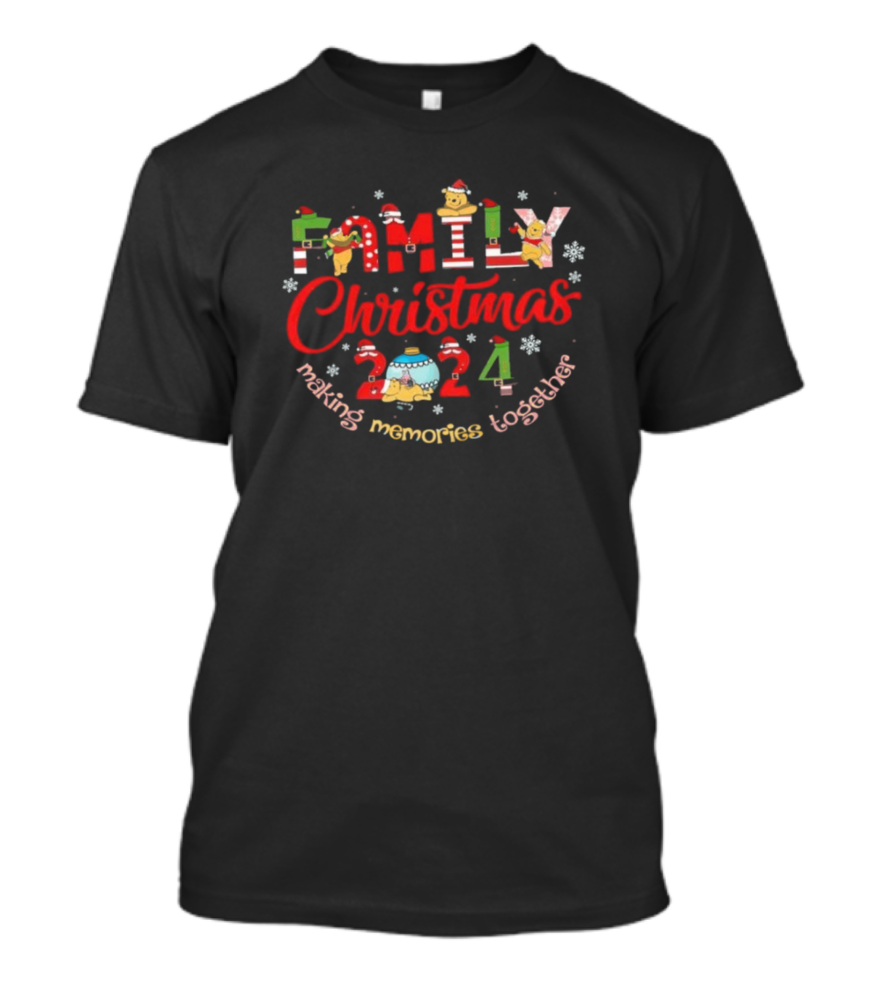Family Christmas 2024 Making Memories Together Pooh Snowflakes T-Shirt