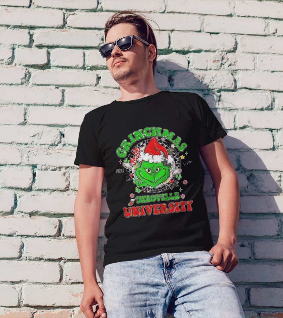 Grinchmas Whoville University Est 1957 Merry Christmas Grinch T-Shirt