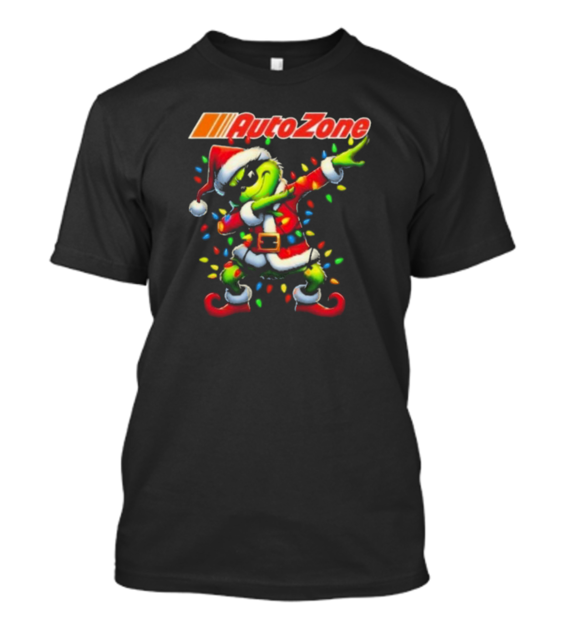 Santa Grinch Dabbing With AutoZone Logo Merry Christmas T-Shirt
