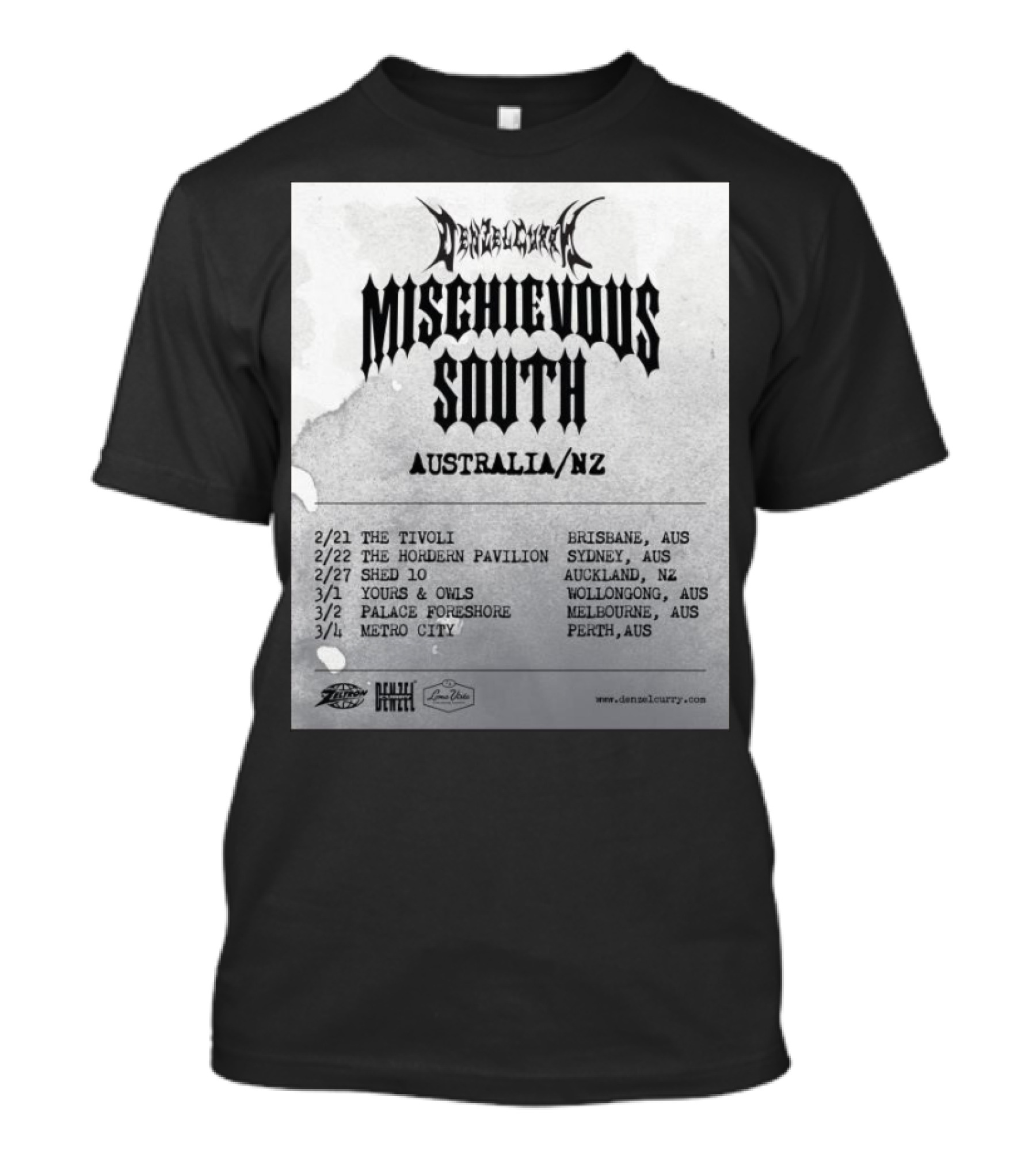 Denzel Curry Mischievous South Australia NZ Tour 2025 Australia New Zealand Tour Dates T-Shirt