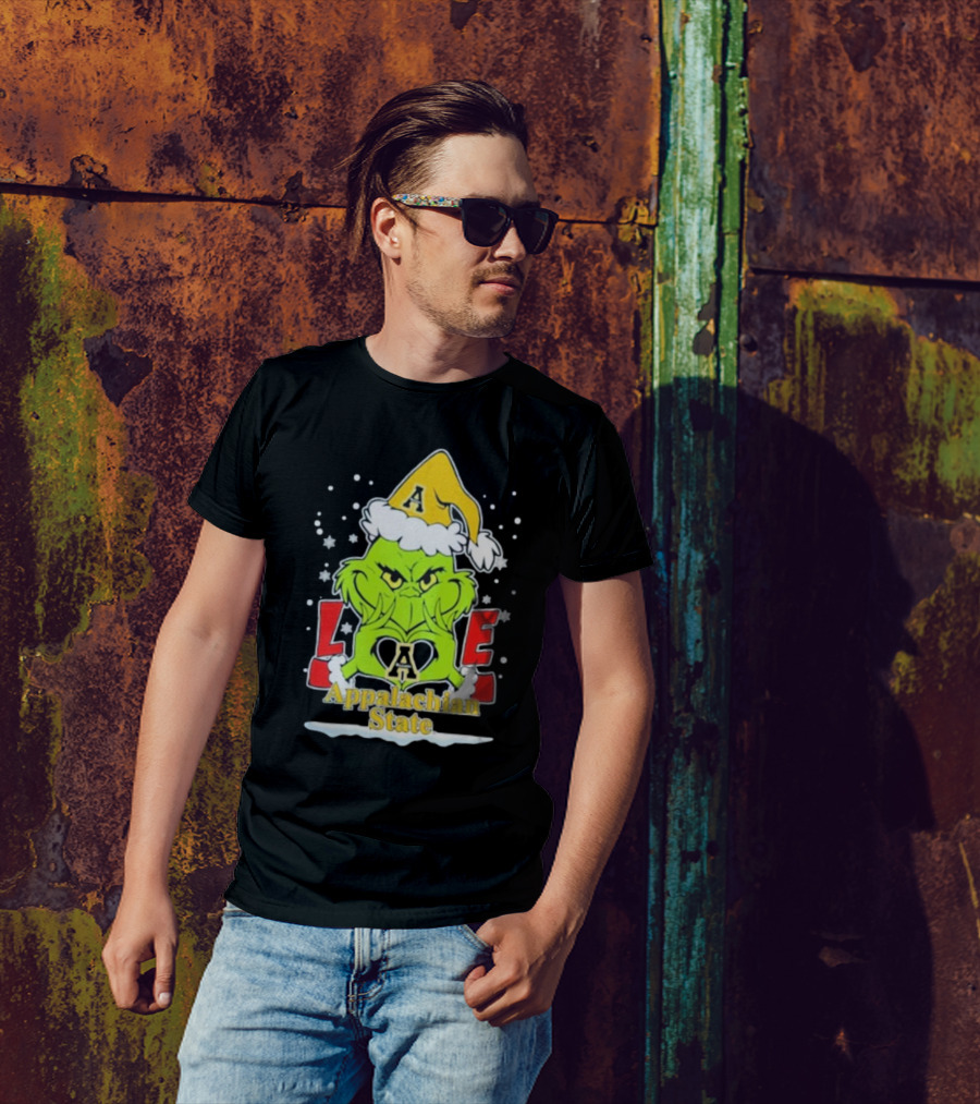 The Grinch Love Appalachian State Christmas Football T-Shirt