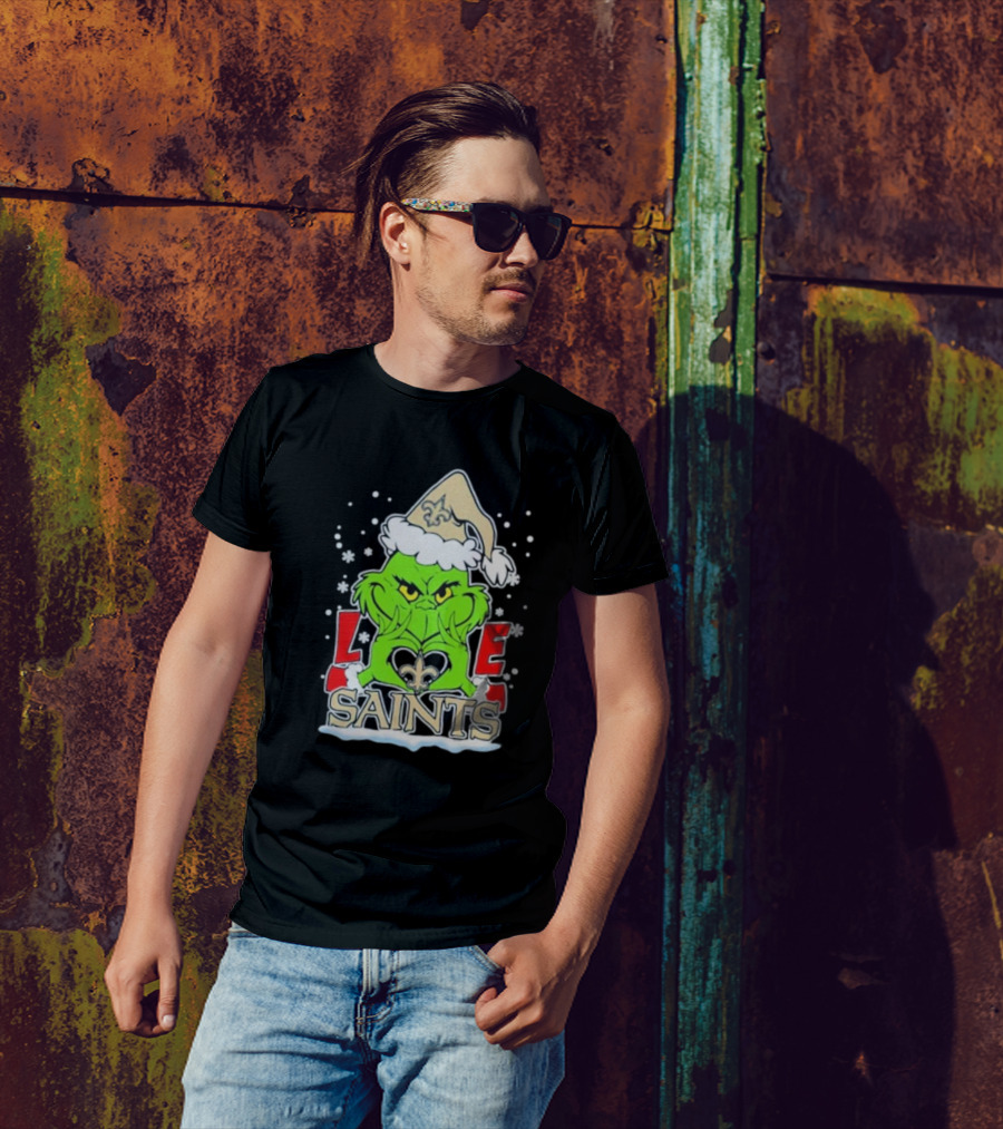 The Grinch Love Saints Christmas 2024 New Orleans Football T-Shirt