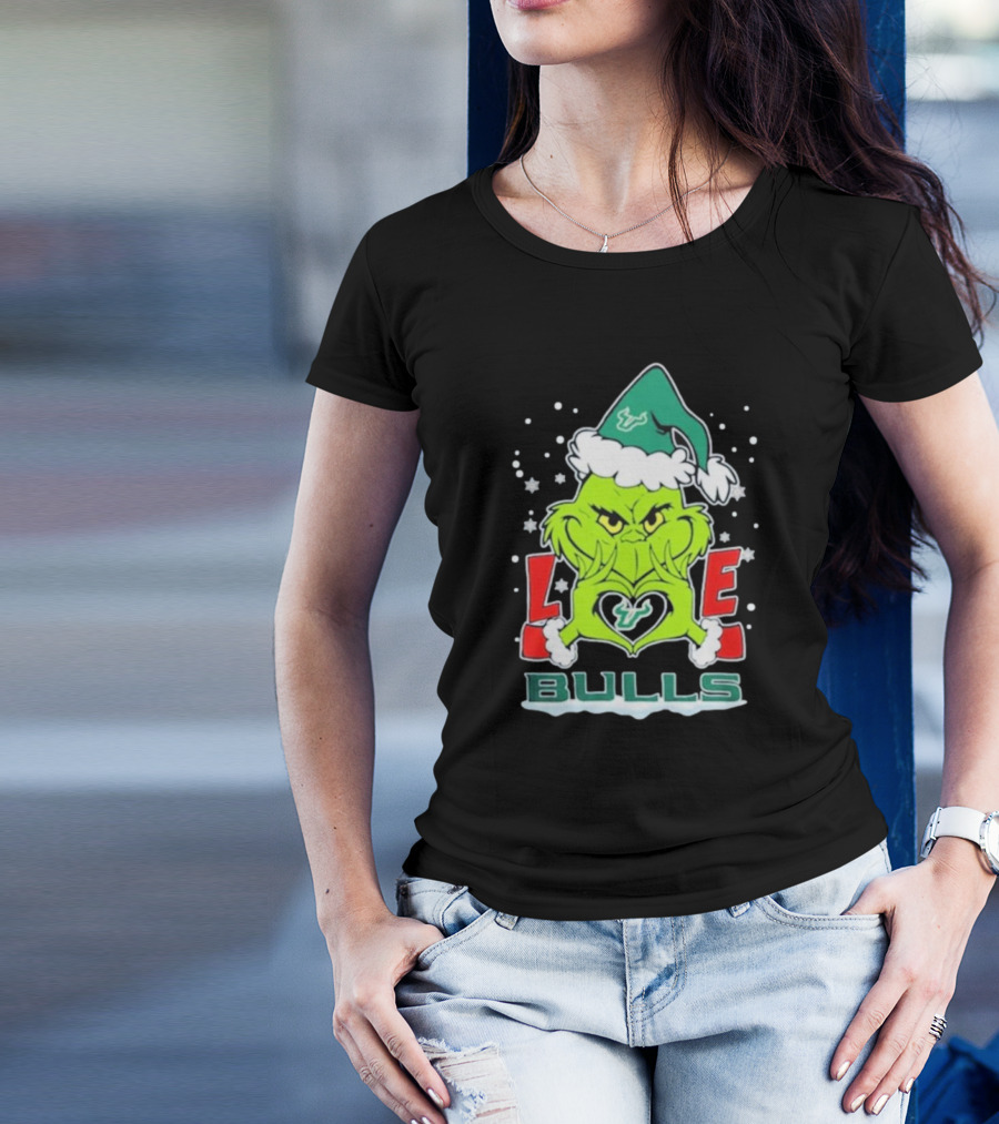 The Grinch Love Bulls South Florida 2024 Christmas Football T-Shirt