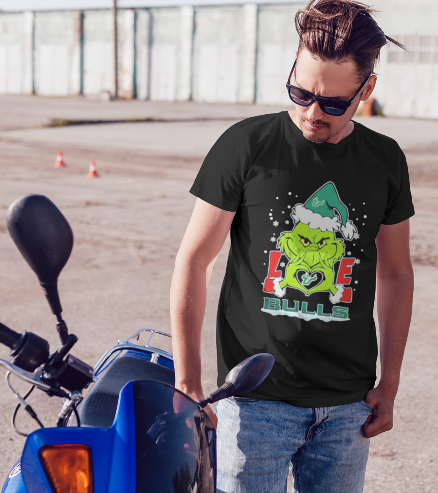 The Grinch Love Bulls South Florida 2024 Christmas Football T-Shirt