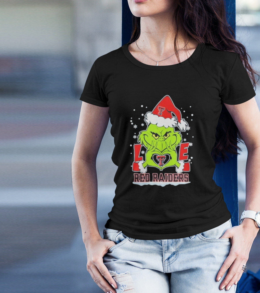 The Grinch Love Texas Tech Red Raiders Christmas 2024 Football T-Shirt