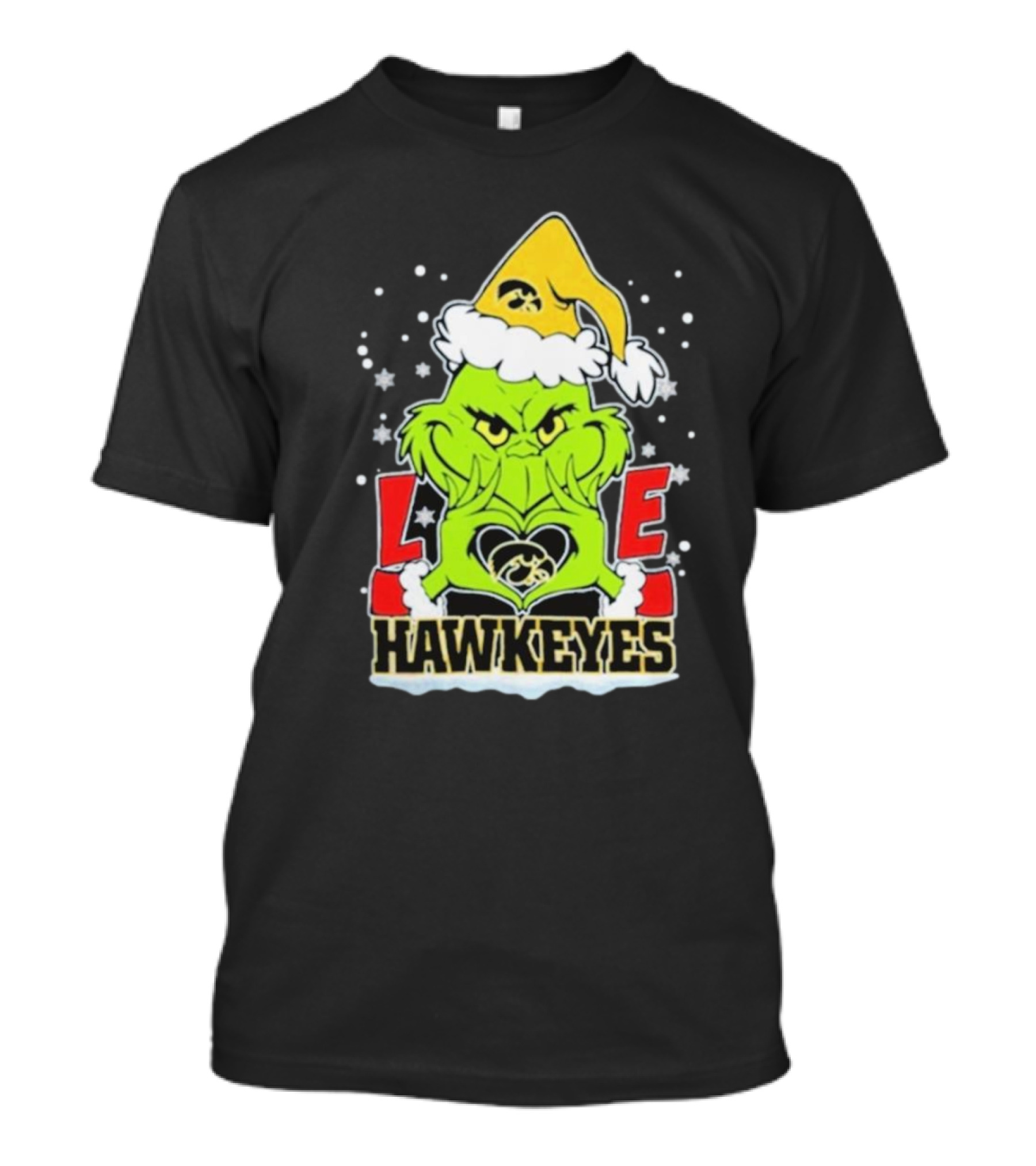 Grinch Love Hawkeyes Christmas Iowa Hawkeyes Football T-Shirt
