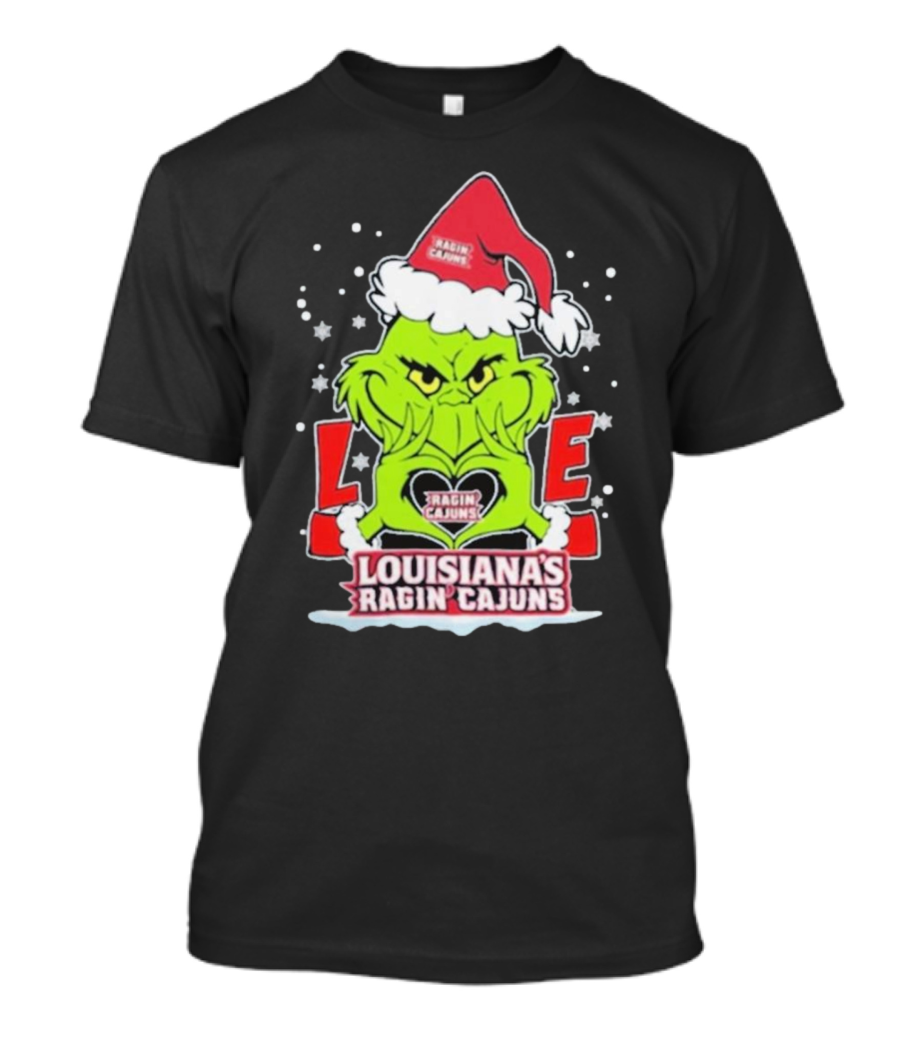 The Grinch Love Louisiana Ragin’ Cajuns Christmas 2024 Football Santa Hat T-Shirt