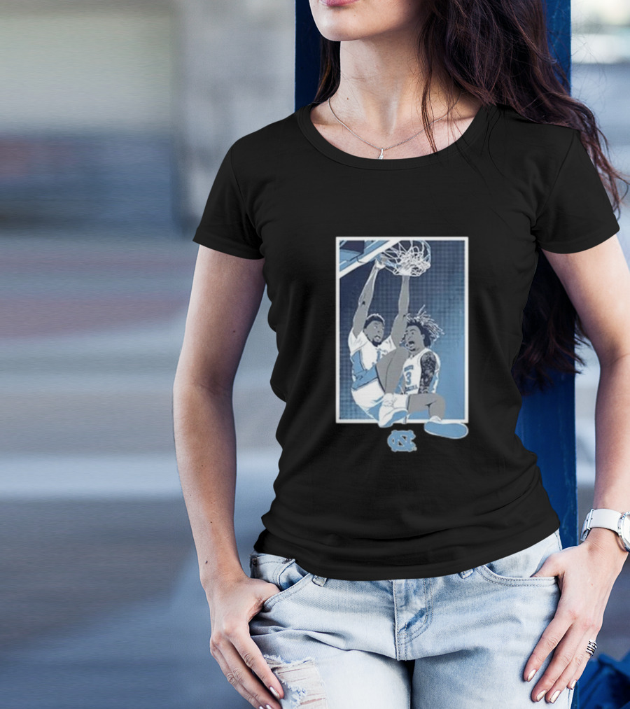 UNC Basketball Jalen Washington Elliot Cadeau Dunking Action Tar Heels T-Shirt