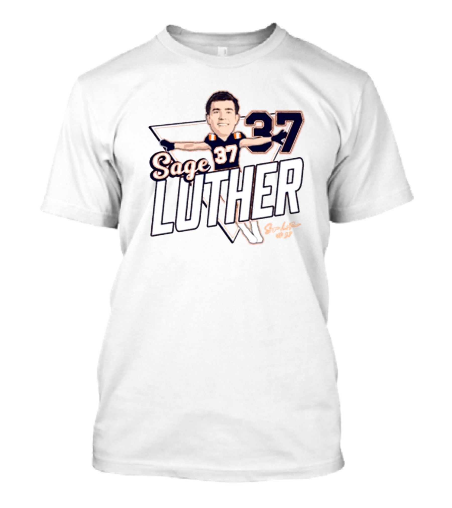 Sage Luther 37 Illinois Football Caricature Signature NCAA T-Shirt
