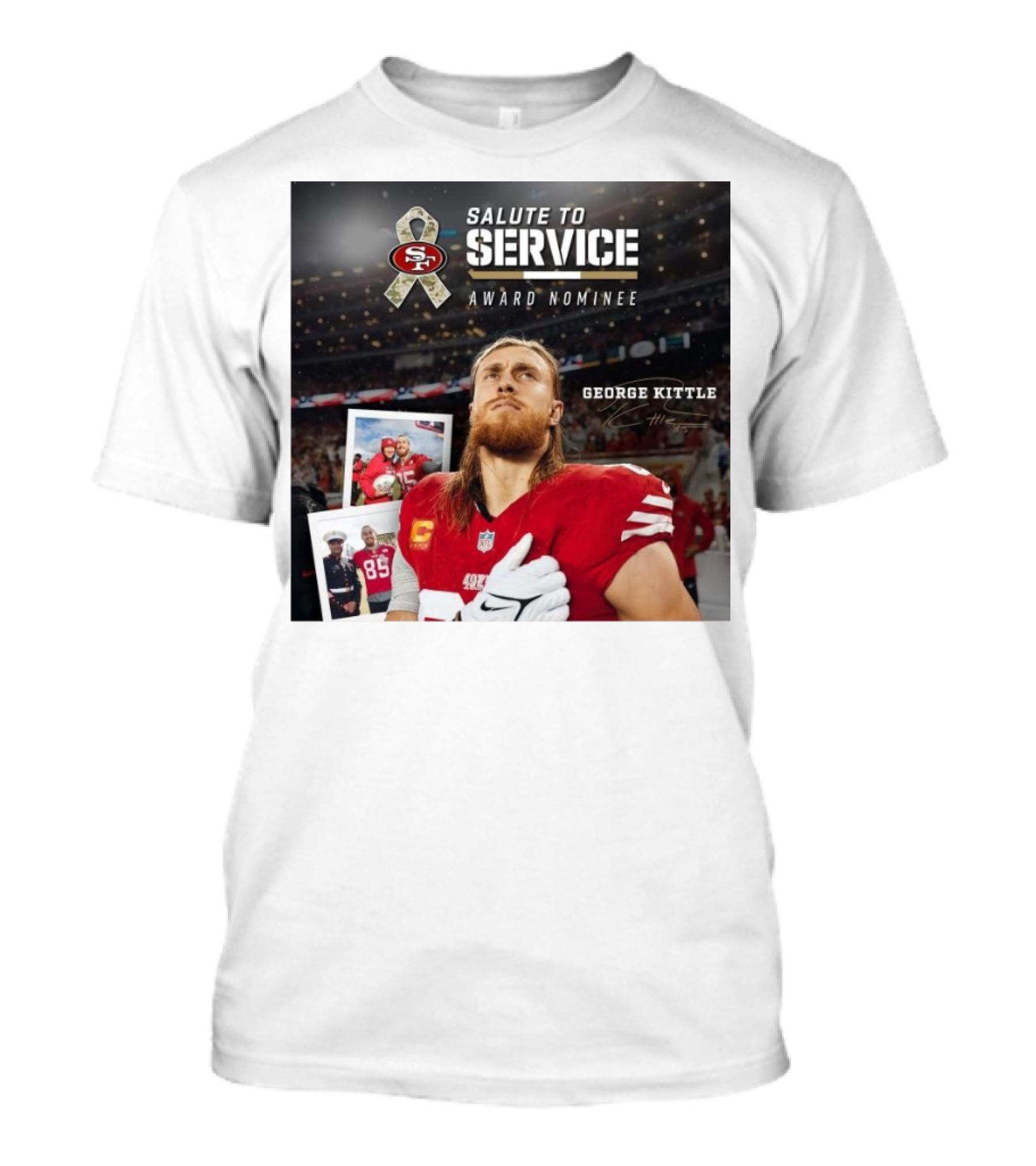 Salute To Service San Francisco 49ers George Kittle Award Nominee Signature NFL T-Shirt