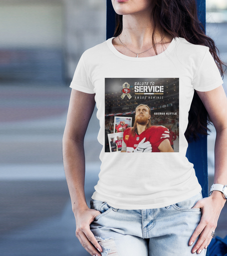 Salute To Service San Francisco 49ers George Kittle Award Nominee Signature NFL T-Shirt