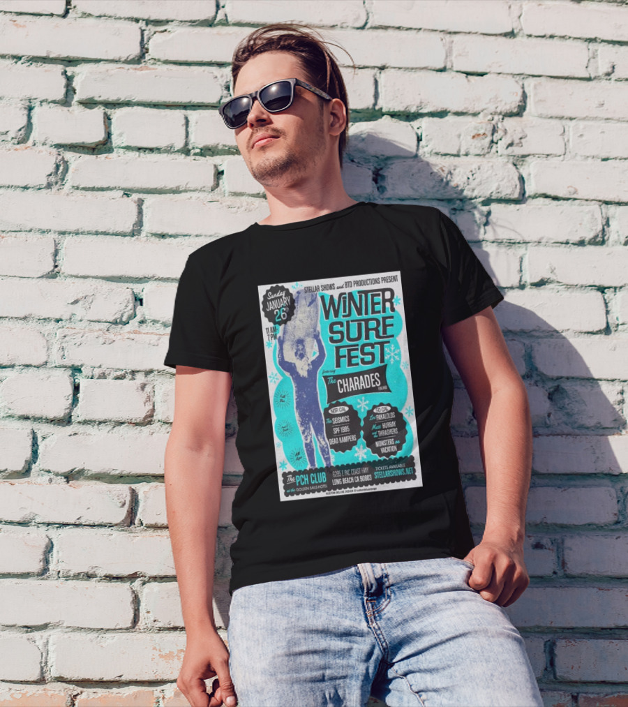 Winter Surf Fest Featuring The Charades At The PCH Club Long Beach January 26 2025 T-Shirt