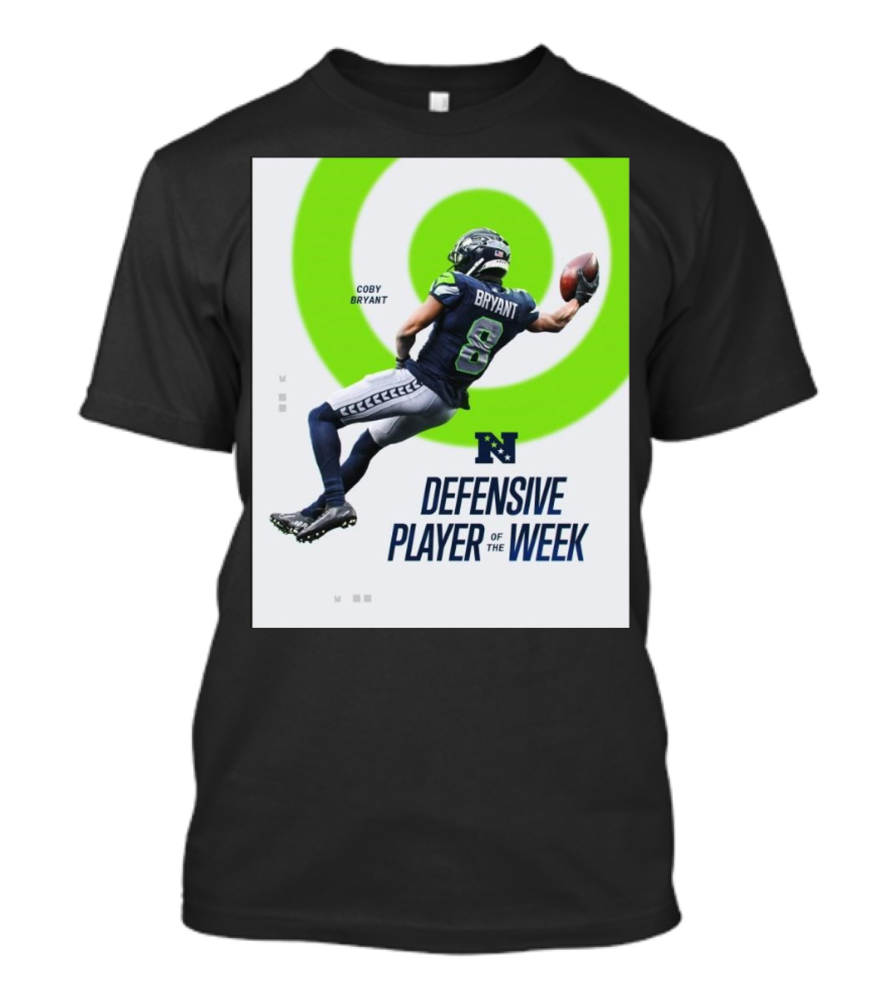 Seattle Seahawks Coby Bryant Defensive Player Of The Week Acrobatic Catch Action T-Shirt