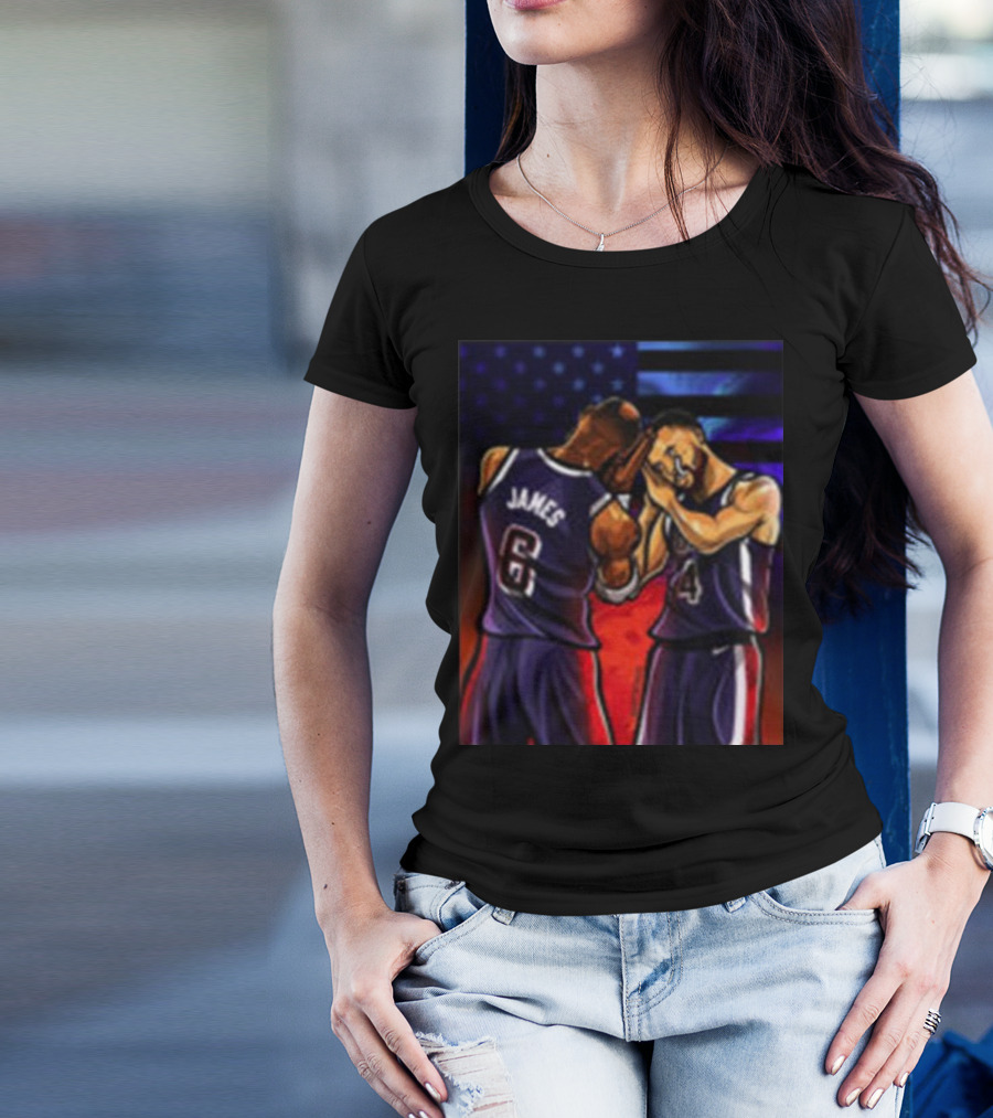 Stephen Curry And Lebron James Night Night Paris 2024 Olympics USA Basketball T-Shirt