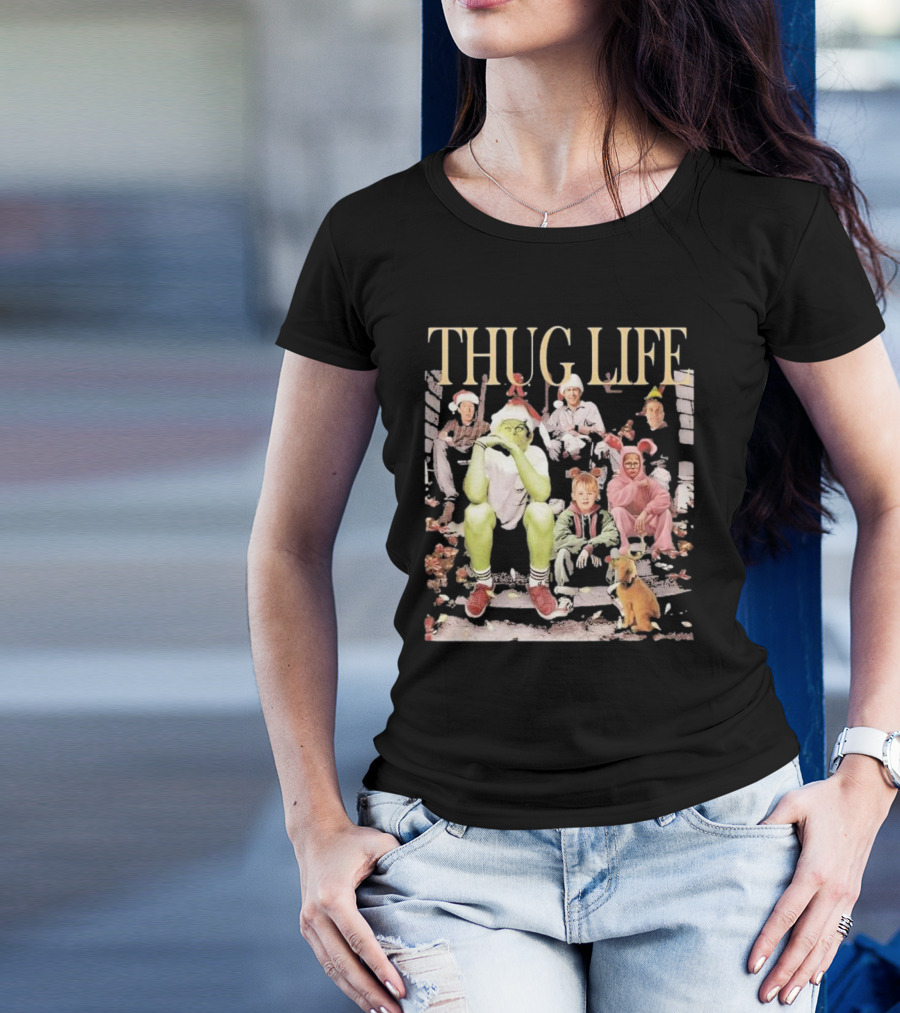 THUG LIFE Merry Christmas Grinch And Holiday Movie Icons T-Shirt
